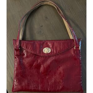 VINTAGE Y2K Anya Ponorovskaya NY RUBY RED Leather Shoulder Satchel